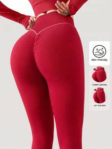 Easithlete Easithlete Seamless Knit Sports Leggings Pilates Gym Red And White Summer Athletic Sexy - Red - View 1