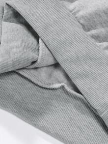 PAVTROS Men's Casual Zip-Up Sweatshirt-Less Sweatshirt, Heather Grey Knit Fabric, Stand Collar, Small Logo, Colorblock Design - Grey - View 7