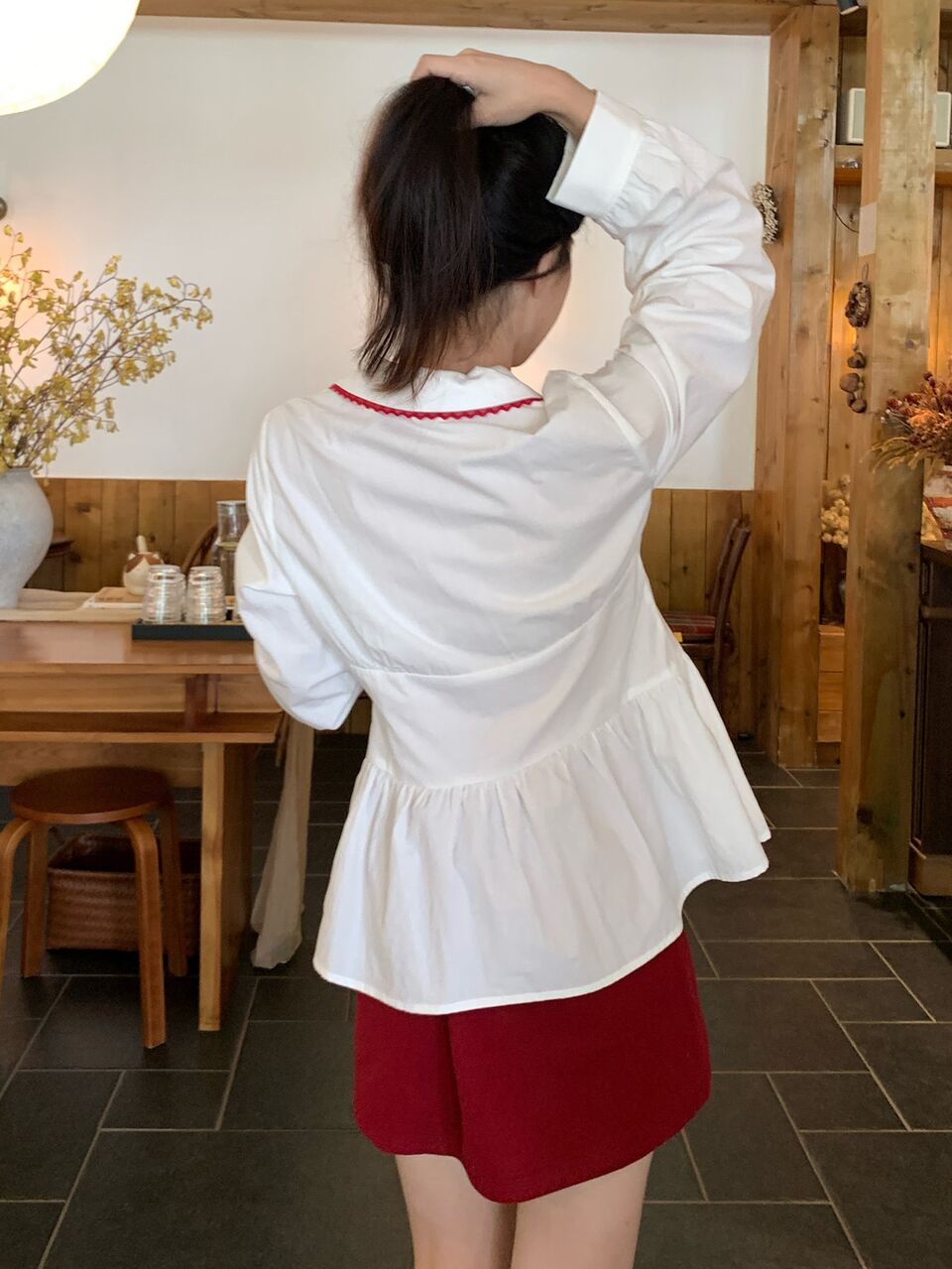 Women's Colorblock Pleated Casual Versatile Daily Wear Shirt Fall