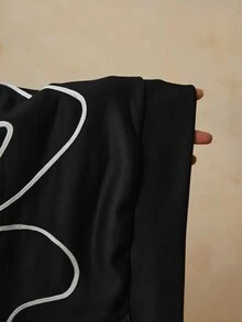 Travachic 大尺碼女款度假風 3D 刺繡裝飾長袖運動衫 - 黑色 - 查看 7