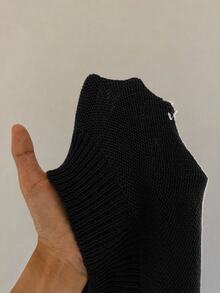 Muchica Suéter casual de manga larga negro con estampado de peces para mujer, otoño - Negro - Ver 3