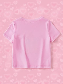 THE POWERPUFF GIRLS X SHEIN 女嬰卡通印花上衣 - 粉色 - 查看 2