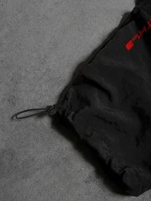 Gym Rark 男士抽繩腰蜘蛛圖案休閒日常旅行運動長褲 - 黑色 - 查看 5