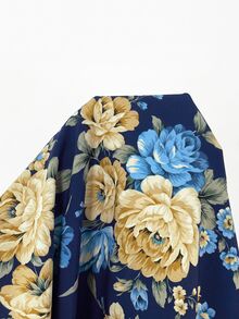 Al Najma 大尺碼女款 V 領花卉印花休閒派對阿拉伯風洋裝 - 藏蓝色 - 查看 3