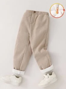 SHEIN Baby Boy Solid Color Casual Versatile Daily Wear Long Pants - Khaki - View 1