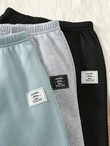 SHEIN 小男孩字母印花圓領衛衣與運動長褲休閒套裝，6件組 - 彩色 - 查看 3