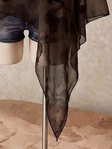 SHEIN ICON 女款休閒浪漫花卉印花大尺碼網紗棕色上衣 - 彩色 - 查看 7