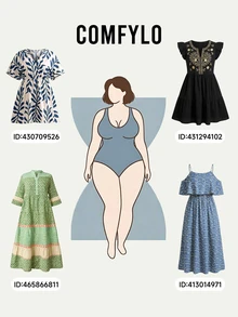 Comfylo 大尺碼 V 領幾何印花蝙蝠袖夏季洋裝 - 彩色 - 查看 13