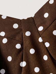 SHEIN MOD 女款波點拼接設計休閒派對洋裝，細肩帶 - 棕色 - 查看 6