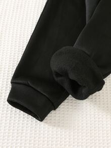 SHEIN 2件組小男孩休閒簡約條紋運動衫與長褲套裝，適合冬季 - 彩色 - 查看 7