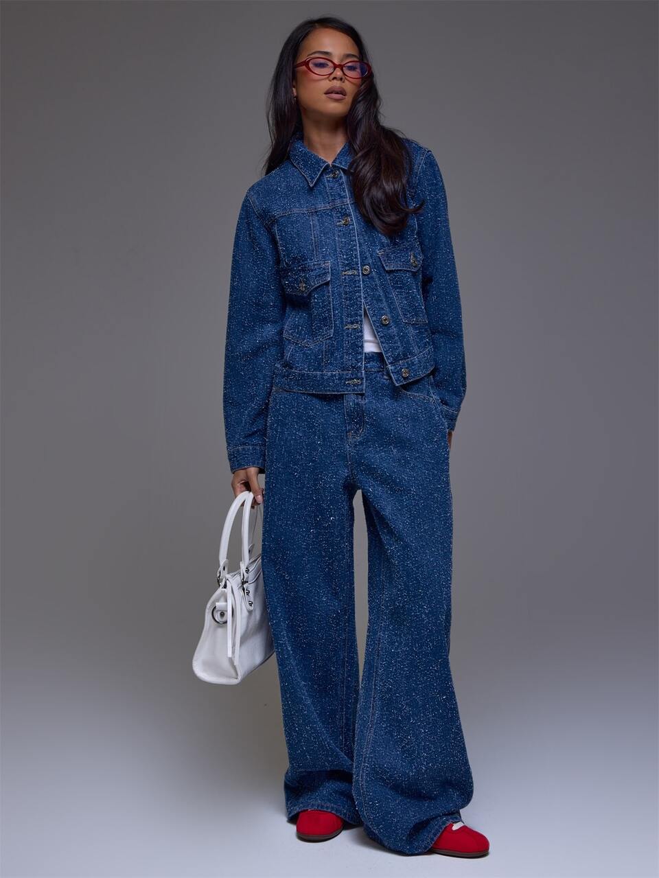 Veste en jean bleu coupe carrée avec détail de poche avant, hiver automne, décontractée pour tous les jours et sorties, cool Weekdaze