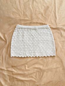 Soleia Women's Plus Size White Knit Skirt For Vacation - White - View 2