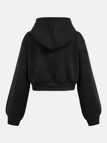 SHEIN Girlism Moletom com Zíper Preto para Adolescentes, Colete de Tricô Solto, Saia Plissada Xadrez Vermelha e Preta, Conjunto de 3 Peças Casual para Escola - Multicolorido - Visão 10
