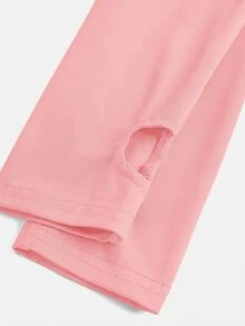 SHEIN Girlism NovaGlow 青少年女孩運動休閒日常針織素色開襟外套與喇叭褲套裝 - 粉色 - 查看 4