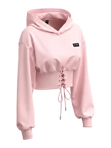 SHEIN EZwear 白色針織女款連帽衫，秋冬長袖上衣 - 藕粉色 - 查看 3