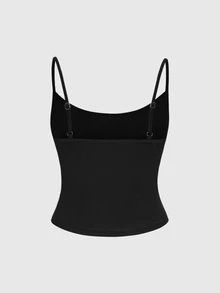 ROMWE Y2K Dark Hot Girl Women's Slogan Print Casual Camisole - Black - View 2