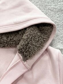 IslaSuriya V-Neck Hooded Slim Fit Women's Sweatshirt - Pink - View 3