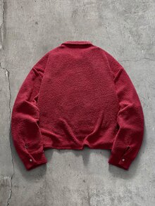 AXEPEAK Men's Letter Print Single-Breasted Casual Daily Long Sleeve Shirt - Burgundy - View 2