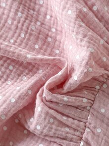 SHEIN 女嬰優雅小圓點彼得潘領蝴蝶結長袖襯衫洋裝，適合春秋外出、拍照、日常穿著與上學 - 粉色 - 查看 4