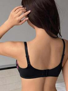DAZY Butterfly Pattern Lace Patchwork Thin Adjustable Strap Padded Bra Women's Lingerie Fall - Pink - View 2