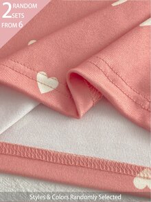 Snug Fit Pajamas For Young Girl, 6-Piece Set, Randomly Sent 2-Piece Combination, Featuring Heart And Cat Pattern Design, Loved And Pursued By Children, Made Of Comfortable Soft Skin-Friendly Fabric, Suitable For Children's Home Wear, Bringing Comfortable Sleep And Healthy Growth To Children - Multicolor - View 6