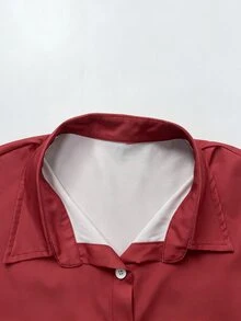 Trelyra 女款休閒花卉印花襯衫，適合度假穿著 - 紅色 - 查看 4