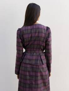 Nöista Plaid Two Pieces Skirt Set With Tailored Fit. Fall, Office Wear And Elegant Style. - Rust Brown - View 6