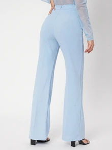 SHEIN Tall Pantalones largos de unicolor versátiles y de moda para ir al trabajo - Celeste - Ver 2