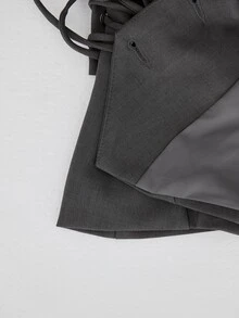 Ontre Women's Gray V-Neck Sleeveless Blazer And Straight-Leg Capri Pants, Urban Fashion Business Casual Office Work Wear, Elegant Commuter Suit Set Summer - Grey - View 9