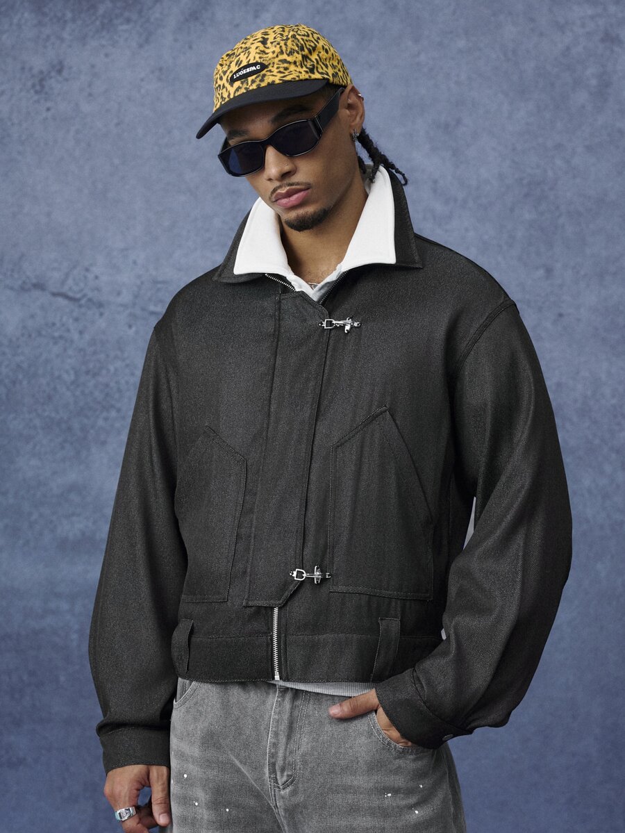 PAVTROS Men's Solid Color Casual Versatile Daily Wear Long Sleeve Jacket - Black - View 1