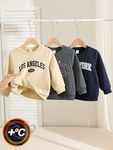 SHEIN 小男孩字母與數字圖案圓領休閒日常長袖衛衣 - 彩色 - 查看 4