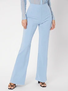 SHEIN Tall Pantalones largos de unicolor versátiles y de moda para ir al trabajo - Celeste - Ver 4
