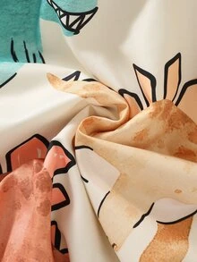SHEIN 兒童小男孩休閒時尚連帽恐龍圖案抓絨內裡夾克，適合日常穿著、上學、旅行、運動，秋冬季 - 彩色 - 查看 5
