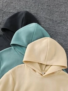 SHEIN 大童男孩純色連帽長袖衛衣與運動長褲休閒日常6件套 - 彩色 - 查看 4