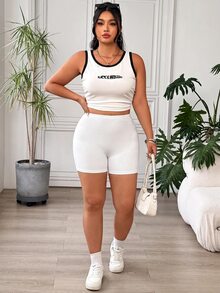 SHEIN EZwear 大尺碼女款純色休閒百搭日常穿著緊身內搭短褲 - 黑與白 - 查看 7