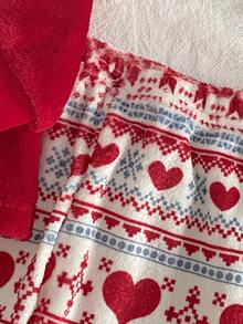 SHEIN Playful Pals Infant Girl Embroidered Red Top & Christmas Pants Fuzzy Set, Comfortable Soft Skin-Friendly Fabric, Suitable For Sleepwear - Red - View 6