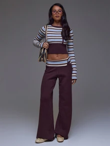 MUSERA Multicolour Double Layer Striped Knitted Top Winter Autumn Everyday Casual Going Out Cool Weekdaze - Multicolor - View 5