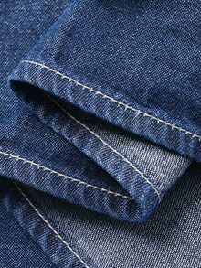 FRIFUL Women's Korean Style Fashion Tie-Up Bell Sleeve Denim Top Fall - Medium Wash - View 6