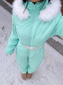 Muchica 白色人造毛帽與厚款女式連身褲，適合秋冬雪地玩樂 - 淺藍色 - 查看 3