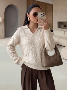Mulvari Vintage Slouchy Loose Slimming Sweater Women Spring Autumn New Niche Design Large Lapel Knit Cardigan - Apricot - View 2