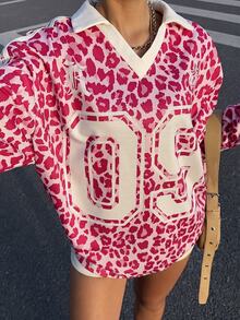 Muchica Pink Leopard Print Women's Sweatshirt - Pink - View 5