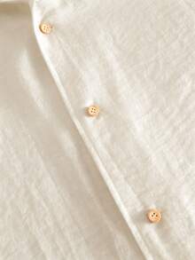 Manfinity Hypemode Men's Summer Casual Breezy Versatile Solid Color Shirt Beach Vacation Off-White - Beige - View 4