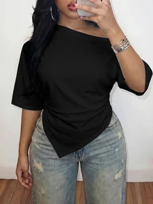 Slaydiva 2026春夏女款T恤2件套 黑白配色 大尺碼 新款 音樂節 海灘到晚餐 紀念日 畢業季 百搭多功能 郵輪旅行 性感海灘曬日光 爆紅草地派對 蜜月 花園派對 - 黑與白 - 查看 6