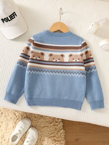 SHEIN Kids Young Boy Casual Versatile Colorful Bear Pattern Soft Comfortable Autumn Sweater - Multicolor - View 2