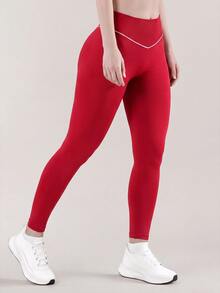 Easithlete Easithlete Seamless Knit Sports Leggings Pilates Gym Red And White Summer Athletic Sexy - Red - View 3