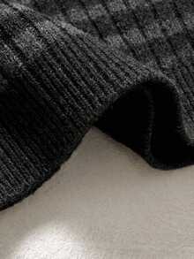 Coolane Casual Street Style Black & Grey Ribbed Ribbed Deep V-Neck Women's Sweater, Suitable For Autumn/Winter - Multicolor - View 6