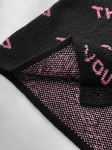 Maweii Cardigan Wanita Ukuran Besar Motif Huruf Slim Fit Serbaguna untuk Sehari-hari, Musim Dingin - Hitam - View 7
