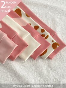 Snug Fit Pajamas For Young Girl, 6-Piece Set, Randomly Sent 2-Piece Combination, Featuring Heart And Cat Pattern Design, Loved And Pursued By Children, Made Of Comfortable Soft Skin-Friendly Fabric, Suitable For Children's Home Wear, Bringing Comfortable Sleep And Healthy Growth To Children - Multicolor - View 4