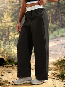 Exploreva Women's Minimalist Color Block Pocket Outdoor Hiking Pants - Black - View 4