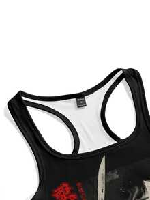 ROMWE Grunge Punk Women's Casual Daily Summer Mini Dress With Character Graphic - Black - View 3